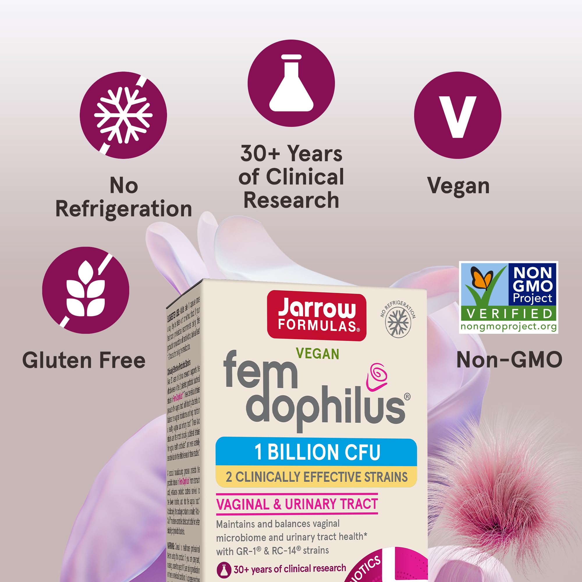 Image of the serving size and supplement facts on Jarrow FemDophilus for dosage clarity