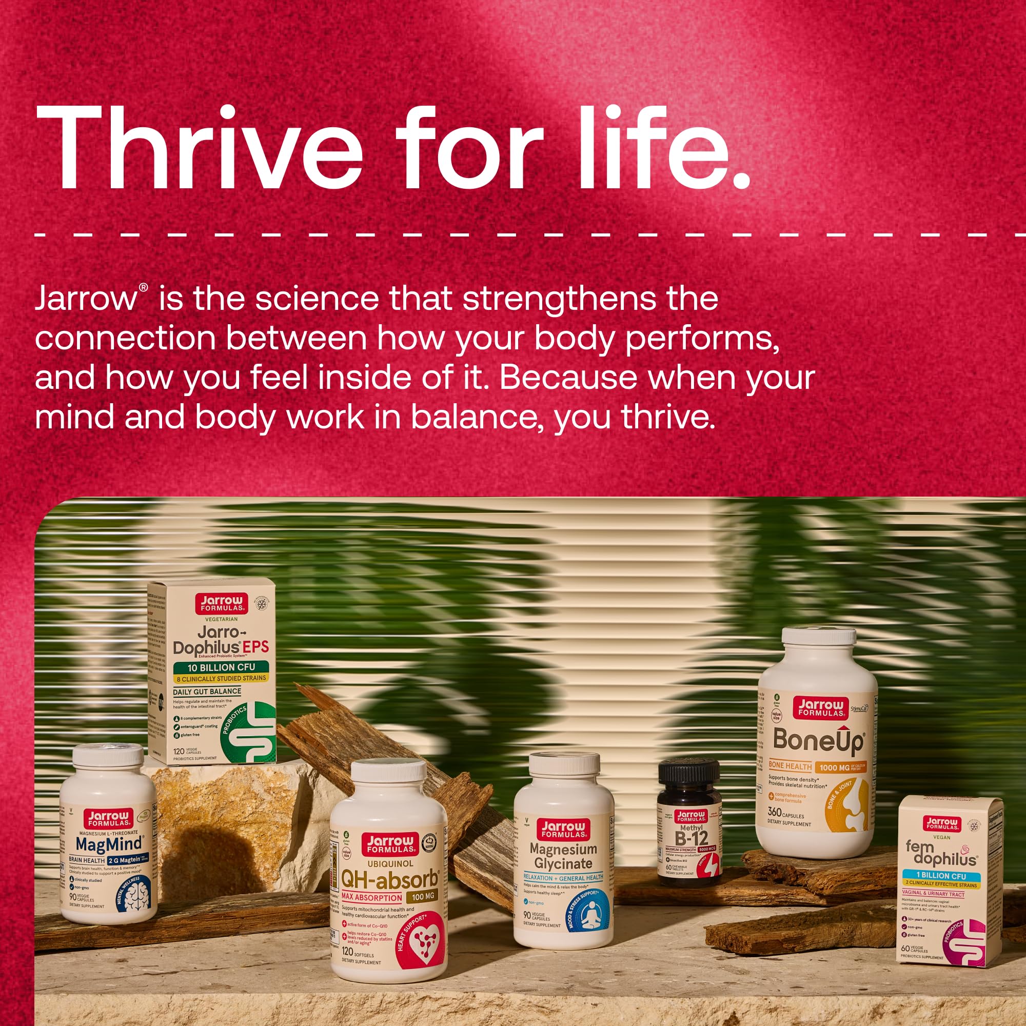 Jarrow Formulas ingredient panel closeup showing non‑GMO and allergen‑free benefits