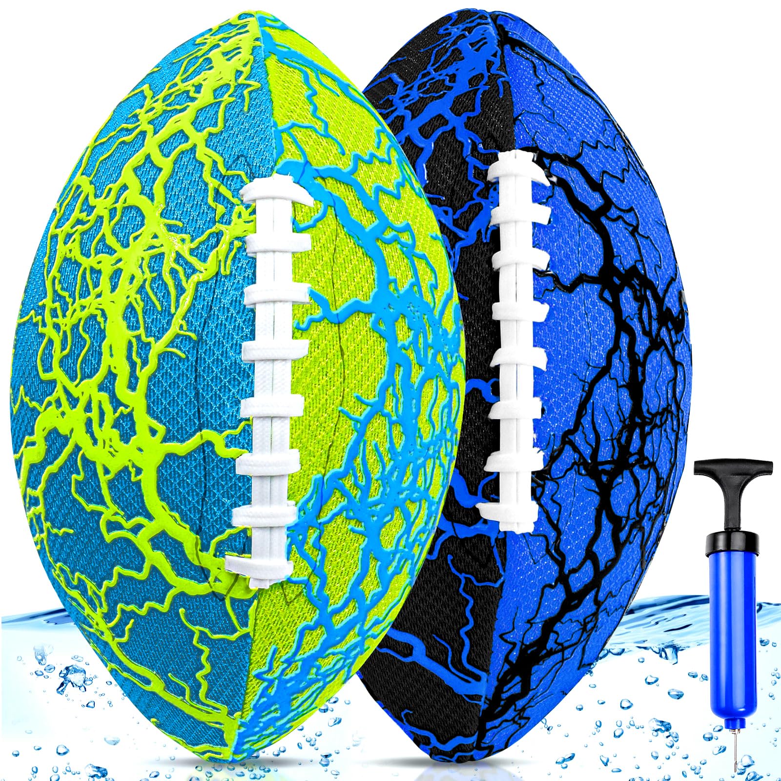 Jasonwell front packaging showing two waterproof footballs and pump, ready to play