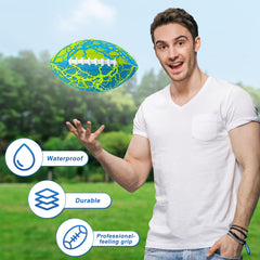 Jasonwell inflated football side profile in blue, showing shape and durable shell
