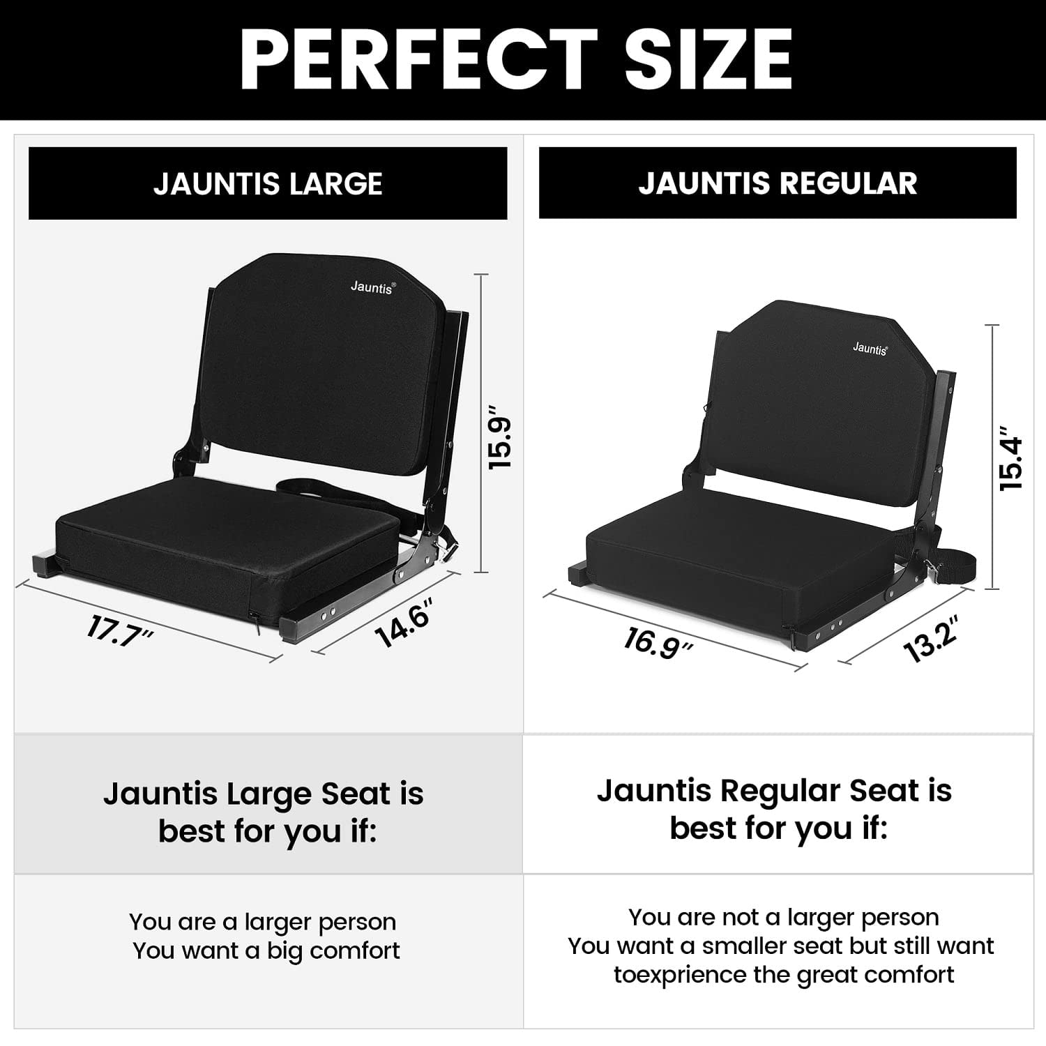 Jauntis close-up of ultra-padded foam back for superior support
