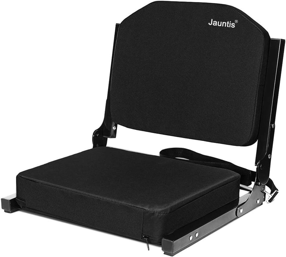 Jauntis stadium seat front view showing cushioned comfort benefit