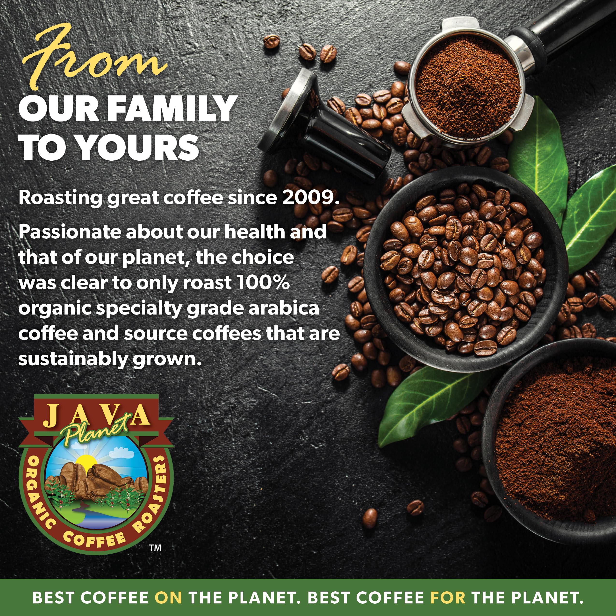 Java Planet fresh ground coffee on scale for precise brewing control