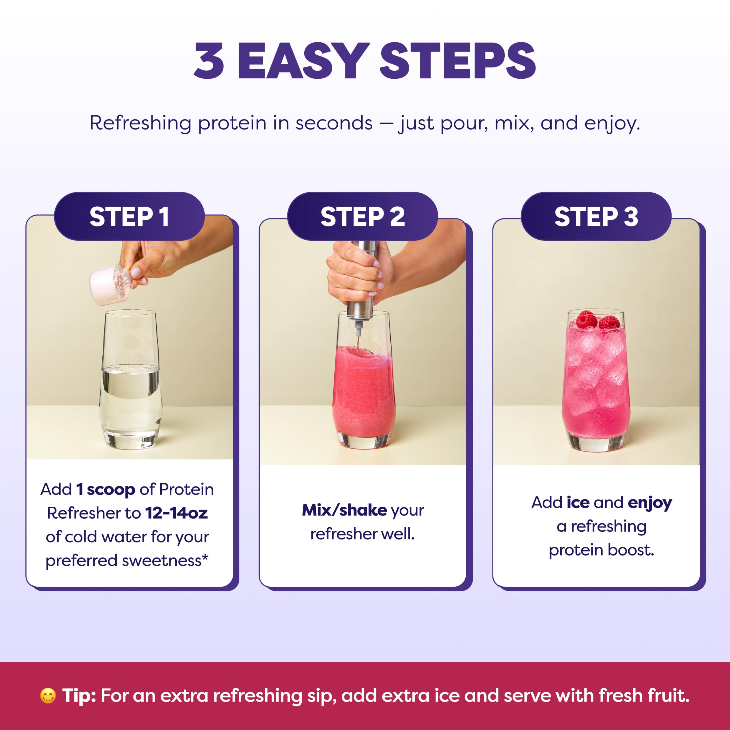 Javvy clear protein mixed in glass showing refreshing juice-like appearance