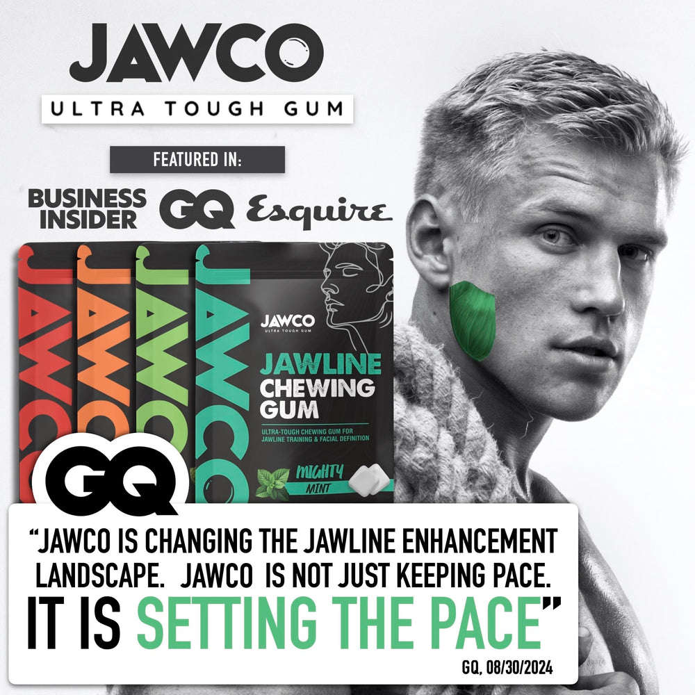 JAWCO pack in pocket lifestyle shot illustrating on-the-go jaw workouts benefit