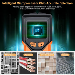JAXWQ stud finder demonstrating deep scan mode detecting hidden joist