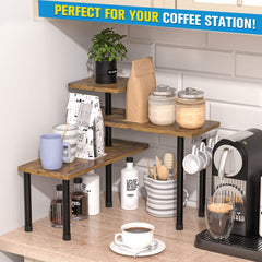 JayRex top shelf holding spice jars and coffee tools benefit: keeps frequently used items accessible