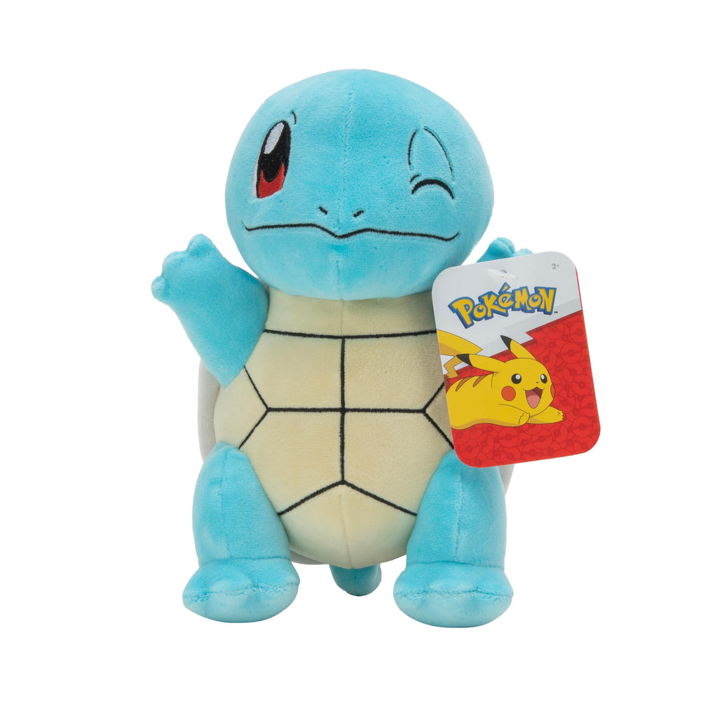Jazwares Squirtle plush on a child's bed showing comfort and decorative appeal