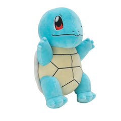 Jazwares Squirtle plush size comparison next to a water bottle for portable play
