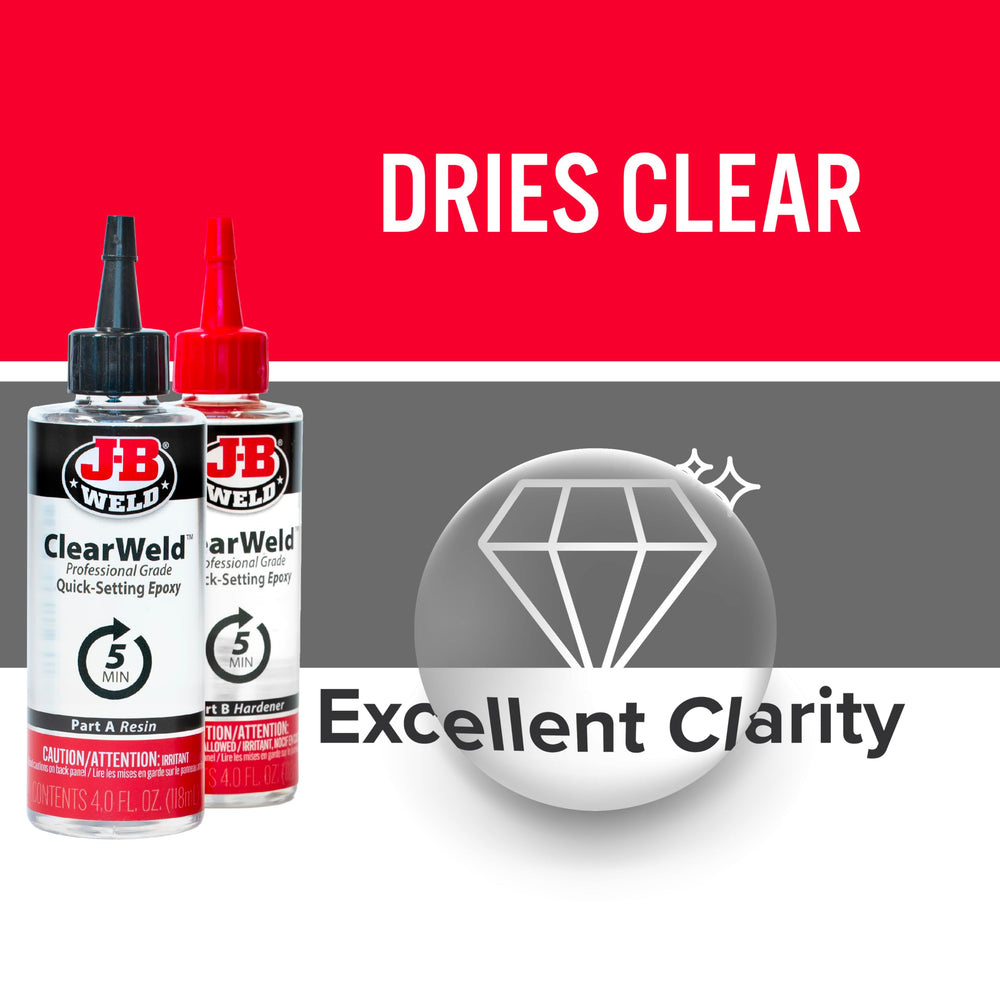 J-B Weld clearweld on metal joint showcasing strong durable bond