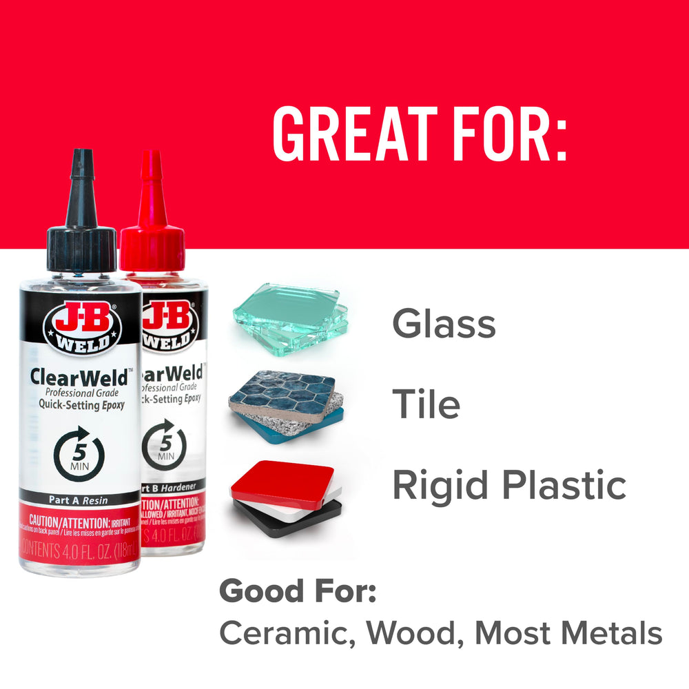 J-B Weld clearweld on a workbench showing versatile household use