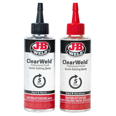 J-B Weld clearweld pro close-up of two 4 oz tubes for accurate dosing
