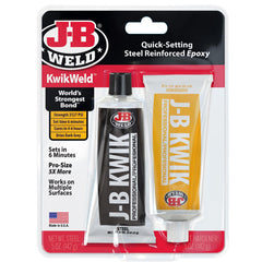 J-B Weld front packaging showing twin 5 oz tubes and product benefits
