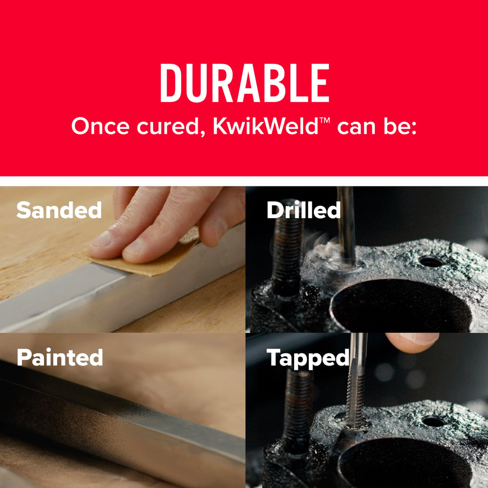 J-B Weld cured and sanded surface ready to drill or paint