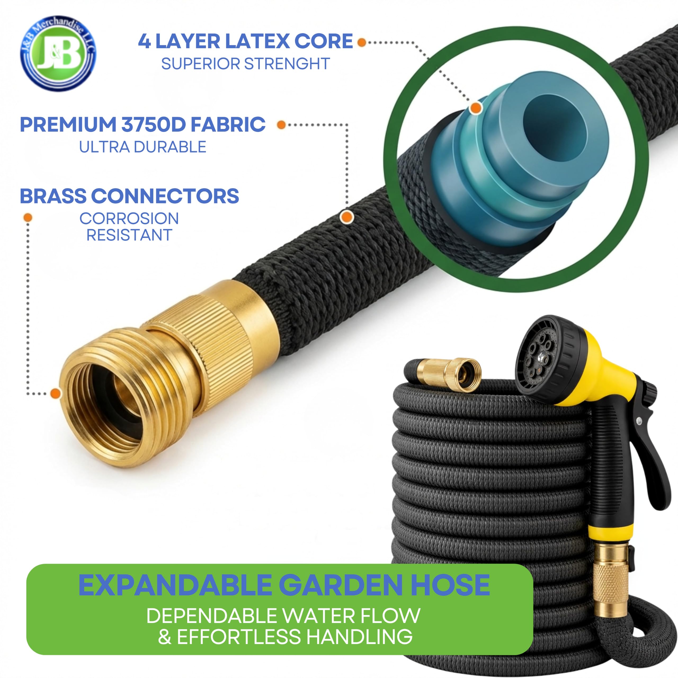 J&B close-up of solid brass connector ensuring secure leak-resistant connection