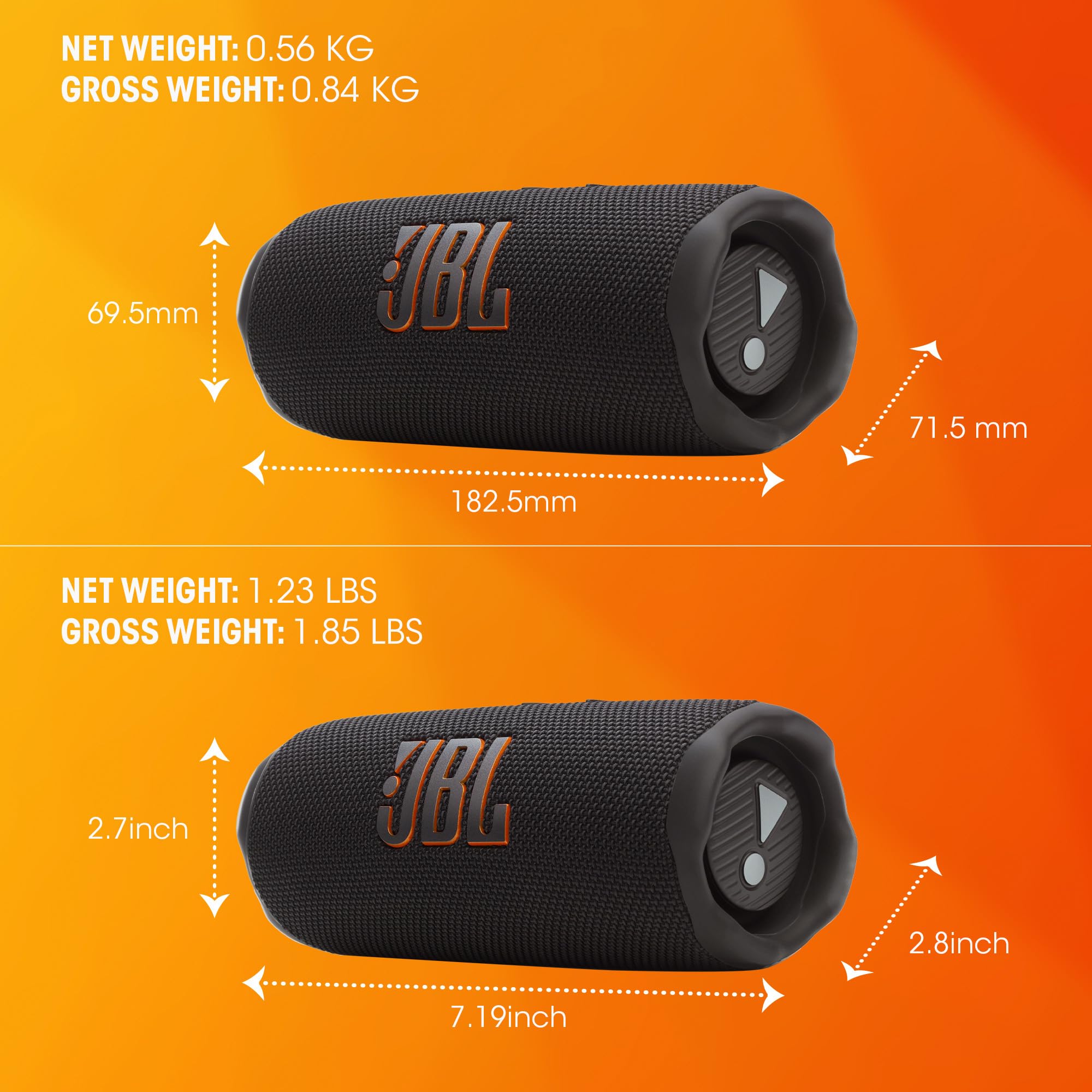 Two JBL Flip 7 speakers paired to expand the soundstage