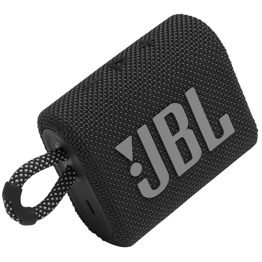 JBL Go 3 splashing water to show IP67 protection and outdoor use