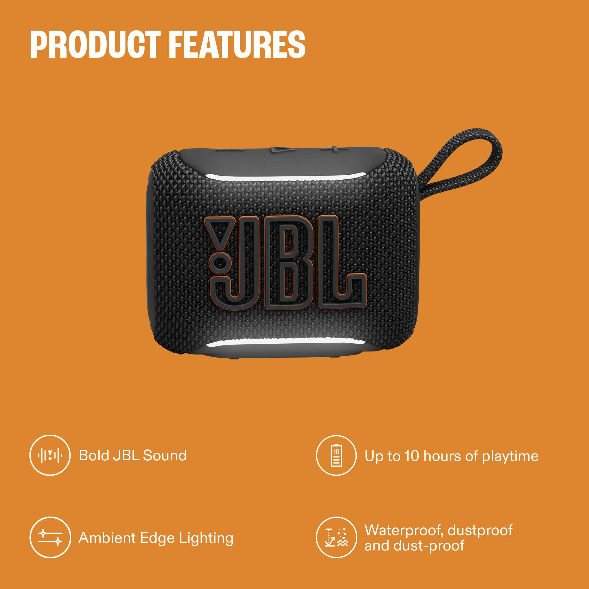 JBL Go 5 back panel showing ports and easy-access connectivity benefit