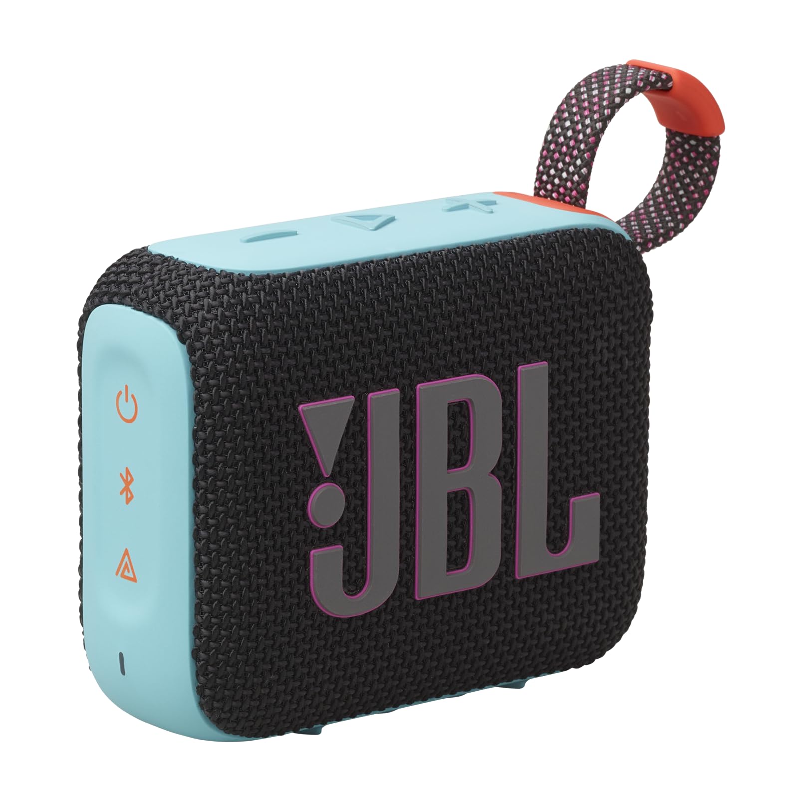 JBL Go 4 front view showing speaker grille and compact benefit