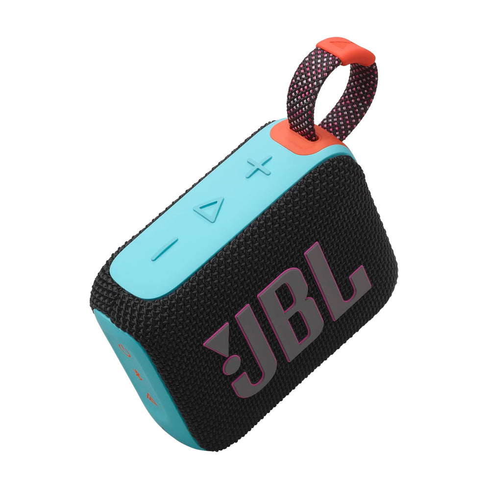 Two JBL Go 4 speakers paired for stereo sound and wider audio coverage