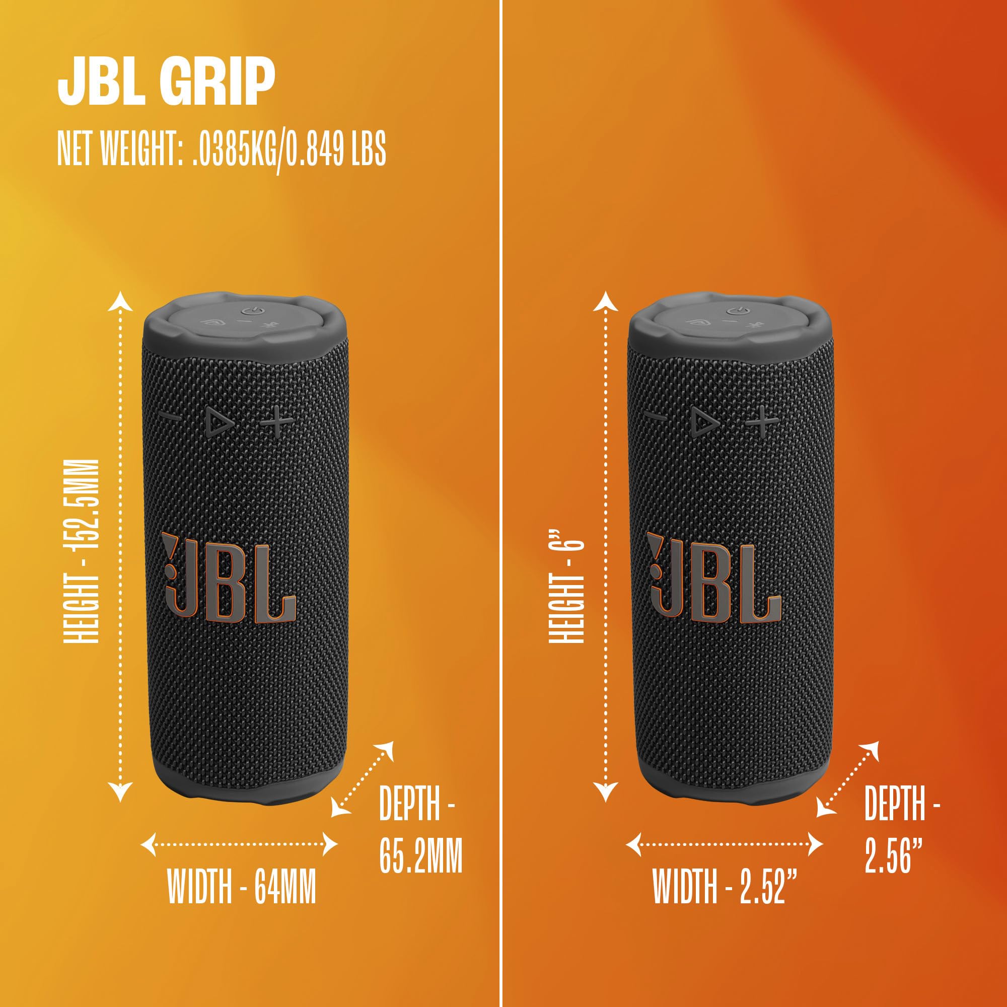 JBL Grip charging port close-up showing convenient recharging benefit