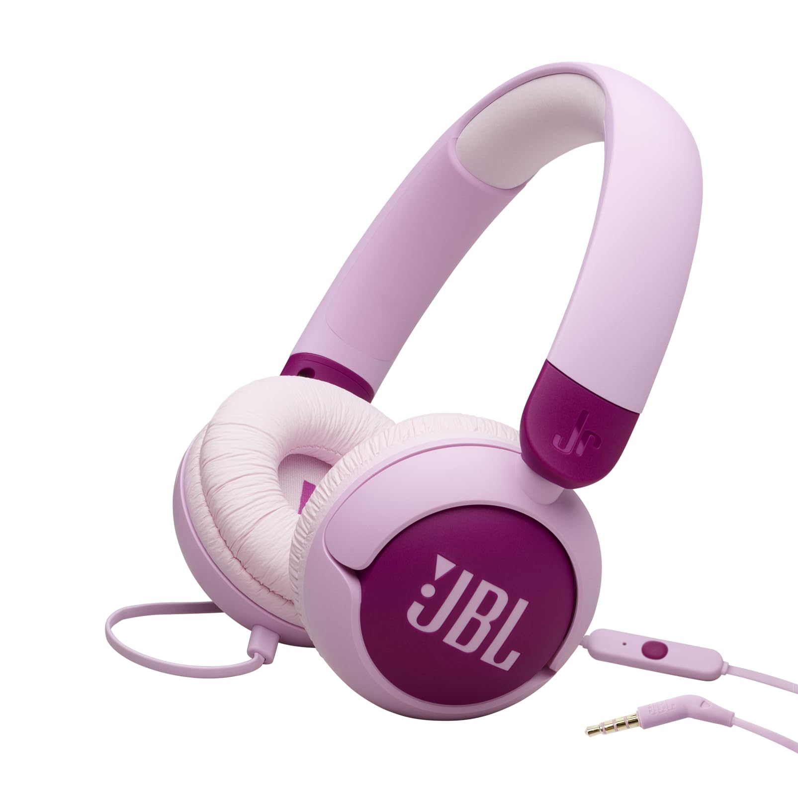 JBL Junior 320 front view in purple showing fun design and safe listening