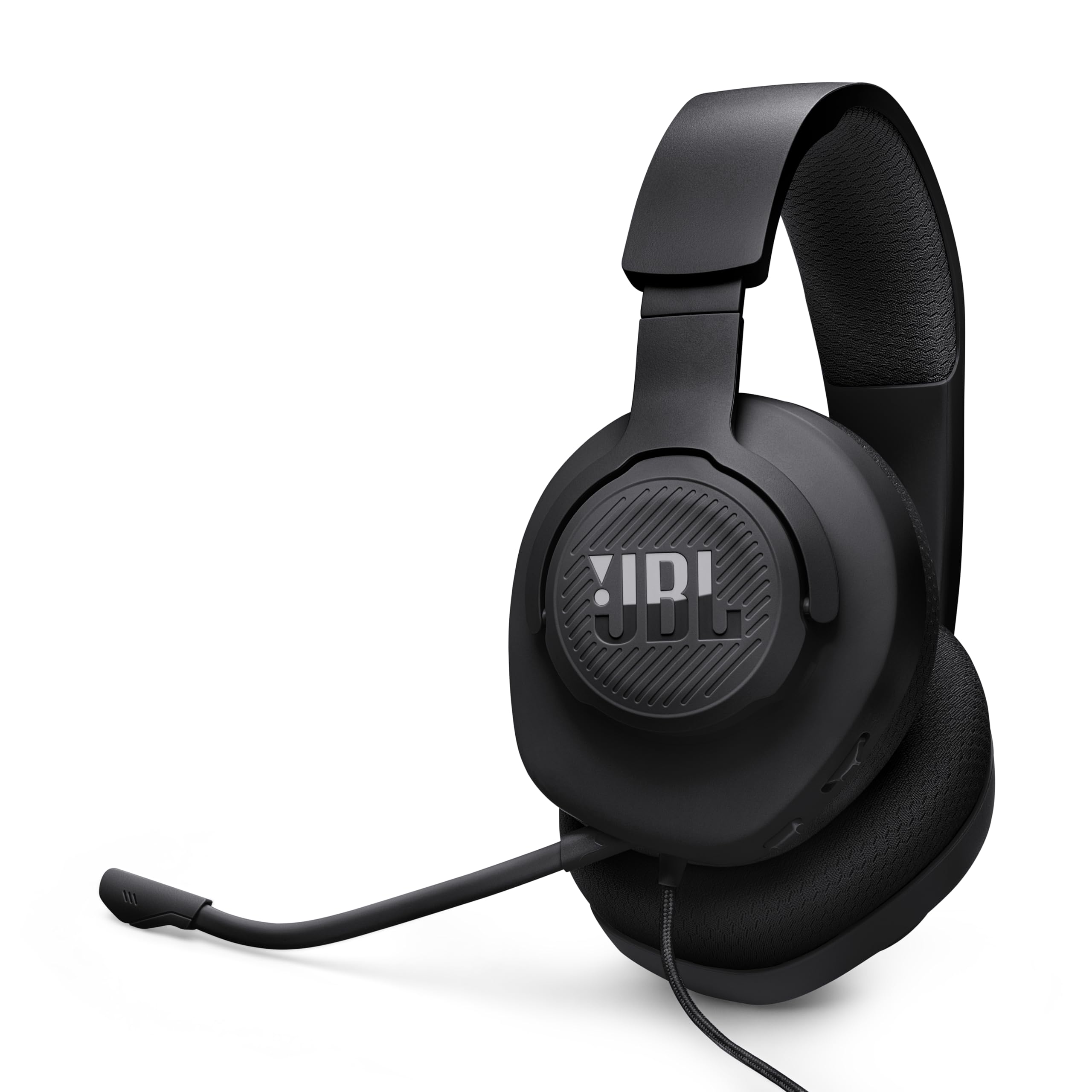 JBL Quantum 100M2 front profile showing sleek black design and gaming-ready look