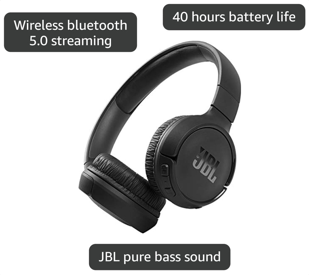 JBL Tune 510BT earcup controls close-up showing buttons for calls and playback convenience