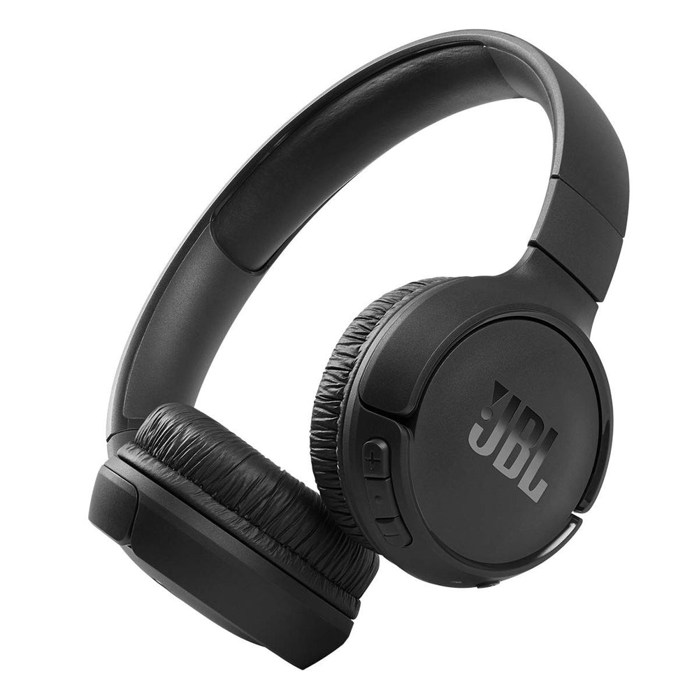 JBL Tune 510BT front view showing sleek black finish and branding, clear design benefit
