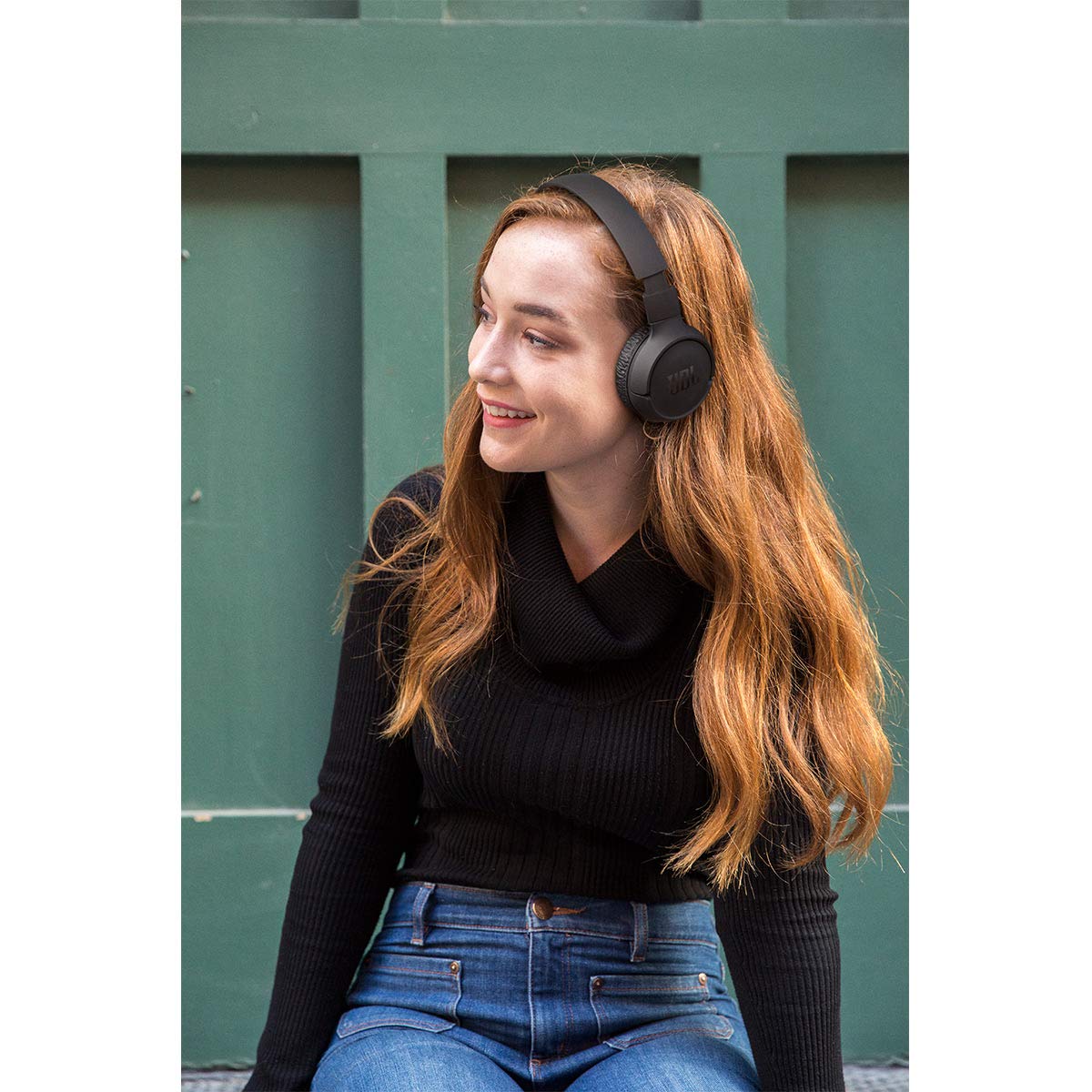 JBL Tune 510BT headband adjustment showing customizable fit for different head sizes