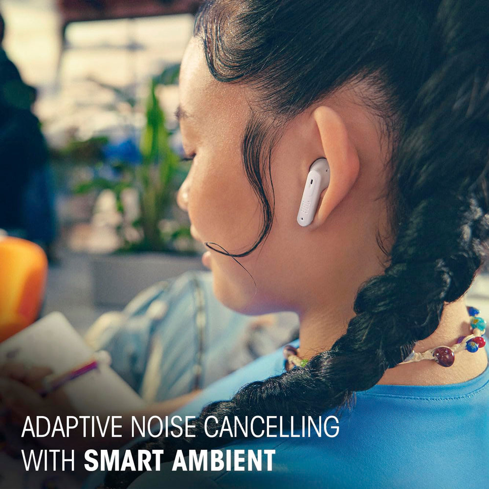 demonstration of touch controls on JBL Tune Flex 2 earbud, enabling playback and call management with taps