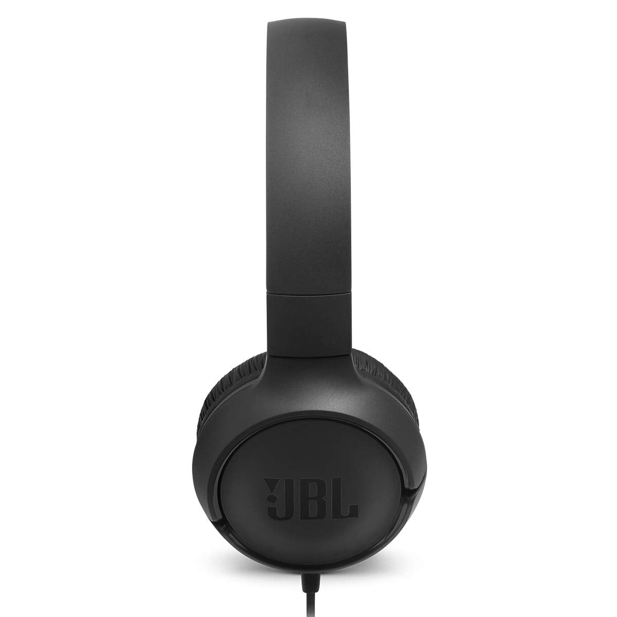 JBL Tune 500 earcup closeup showing soft cushions for long listening comfort