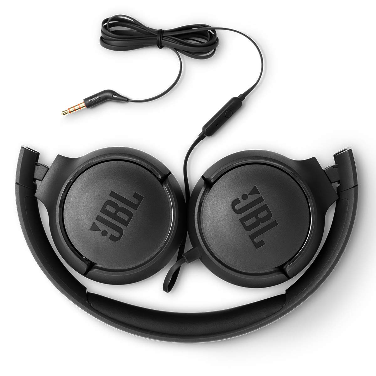 JBL Tune 500 beside smartphone showing scale and convenient wired connection