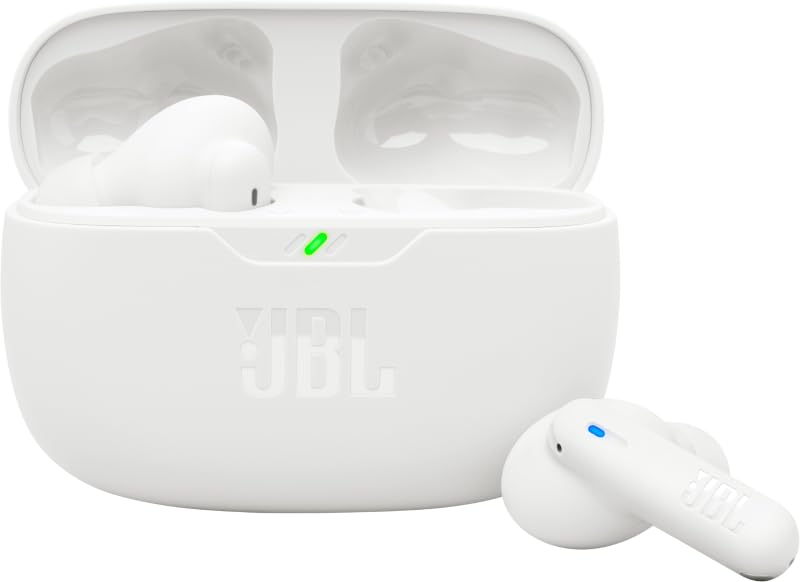 JBL Vibe Beam 2 box and accessories laid out showing included cables and tips