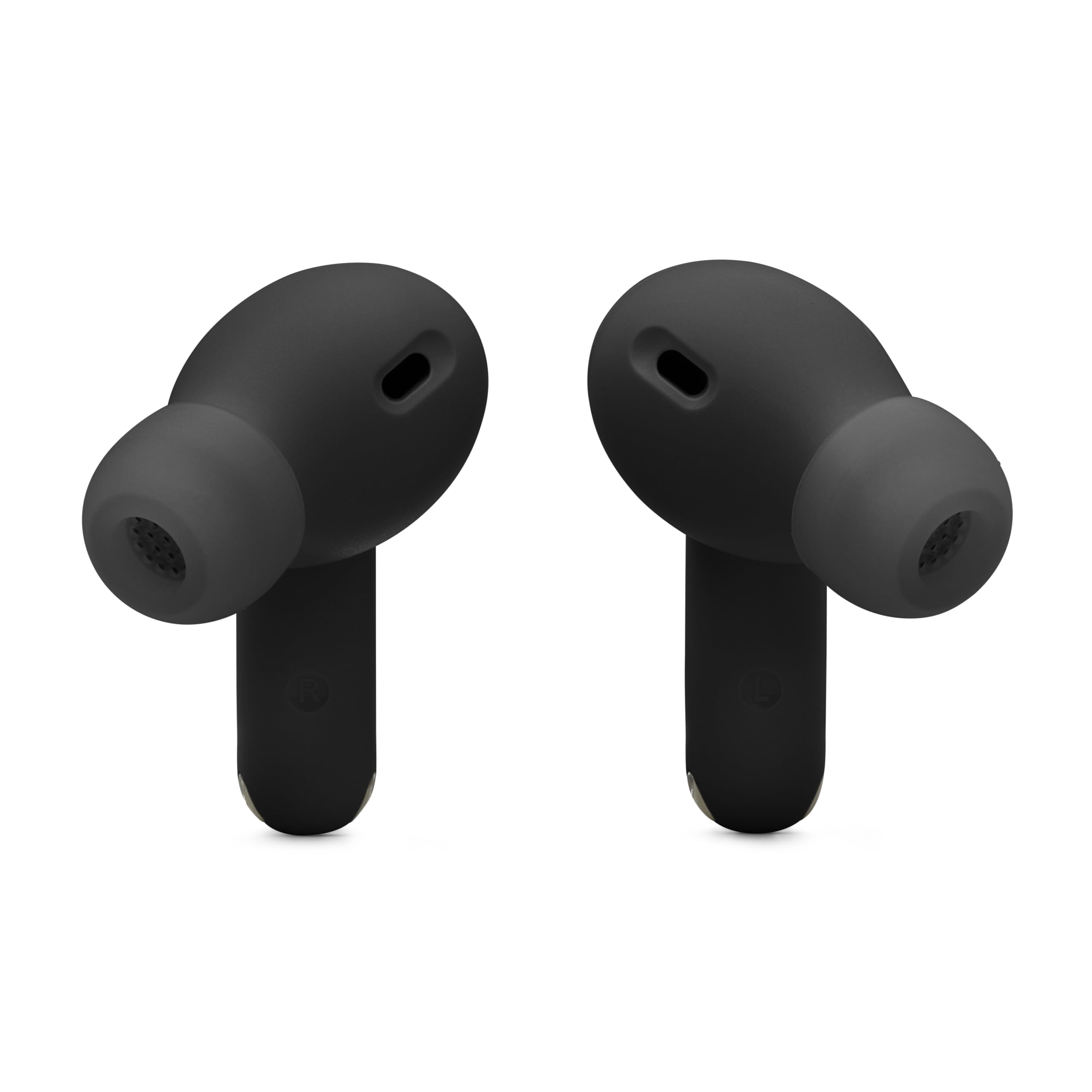 Lifestyle shot of JBL Vibe Beam 2 in use during commute showing long battery endurance