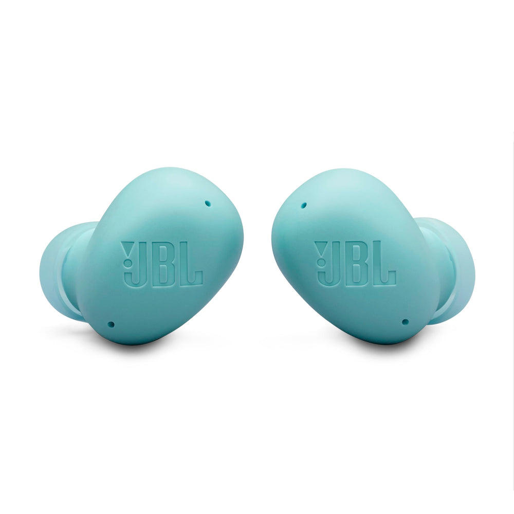 JBL Vibe Buds 2 close-up of driver and mesh detailing highlighting improved bass clarity
