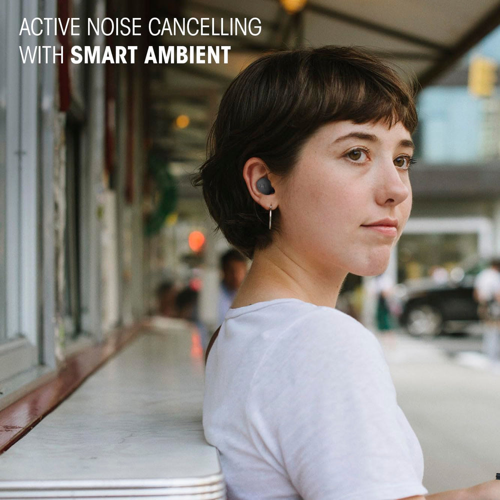 JBL Vibe Buds 2 with water droplets illustrating IP54 resistance for worry-free outdoor use
