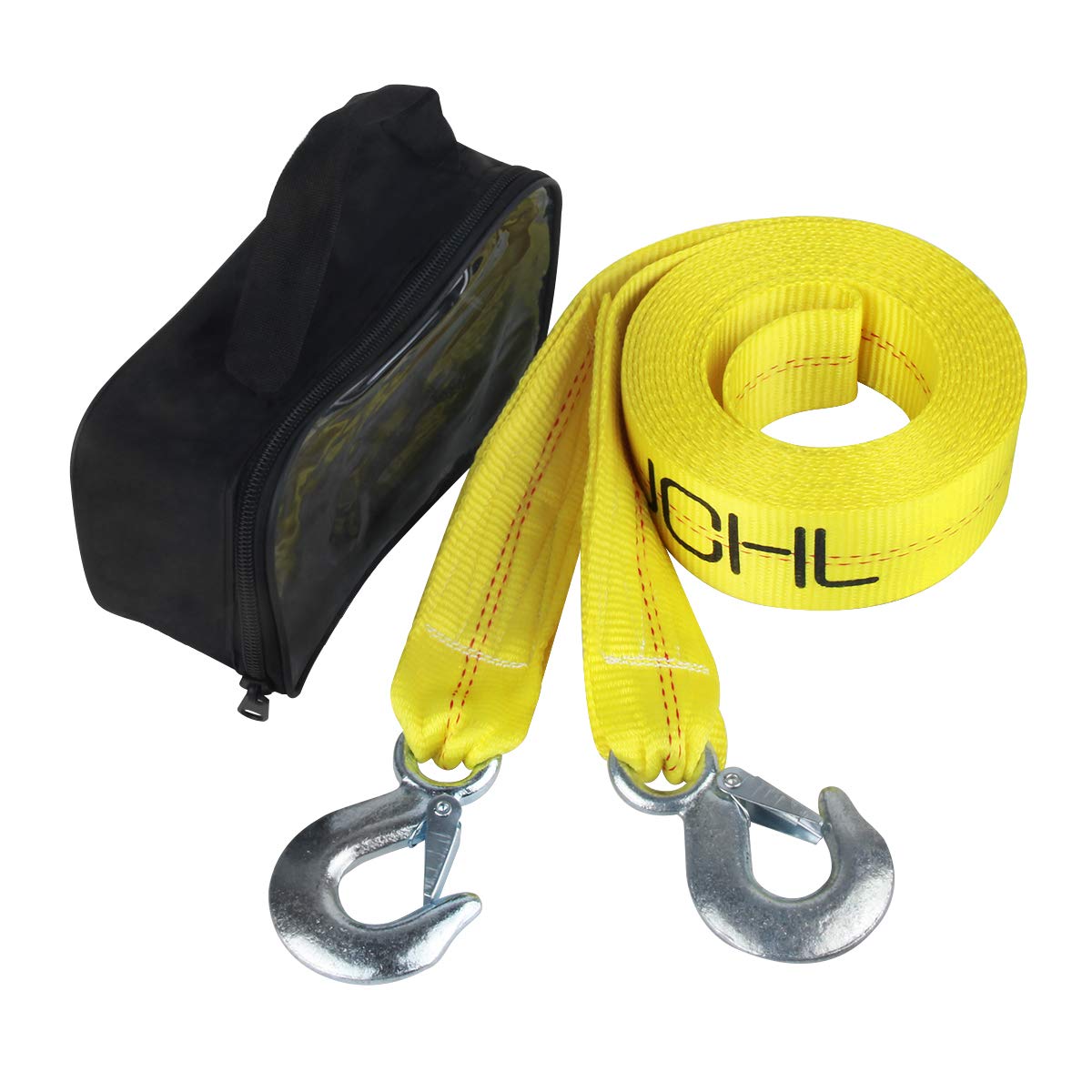 JCHL front packaging showing bright yellow strap and included bag for organized storage