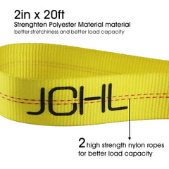 JCHL strap attached to truck hitch demonstrating strong secure towing capability