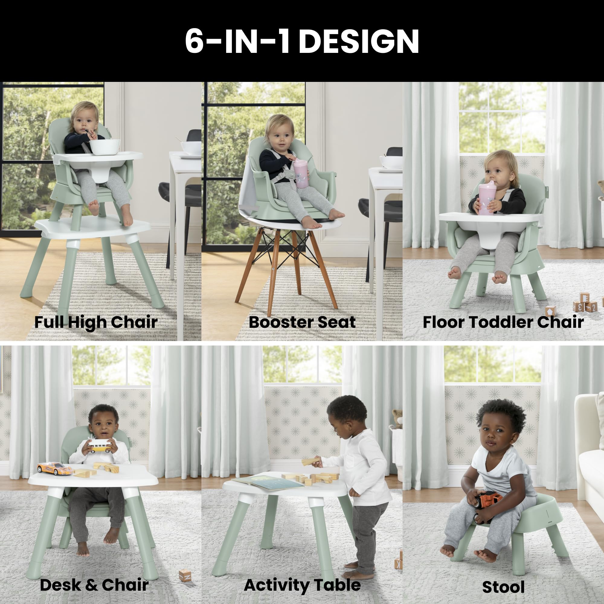 Delta Children adjustable meal tray close-up showing three-position adjustment for comfort