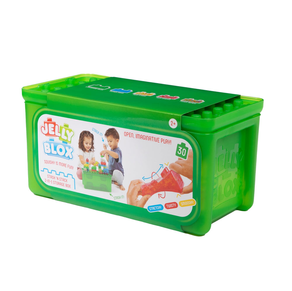 Jelly Blox in playroom lifestyle scene, promotes imaginative shared play benefit