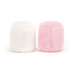 Jellycat marshmallows pink satin ribbon connection highlighting togetherness