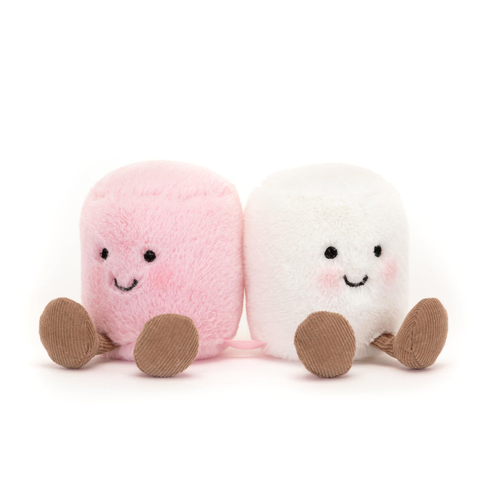 Jellycat marshmallows held in hand showing compact 3.5-inch size portability