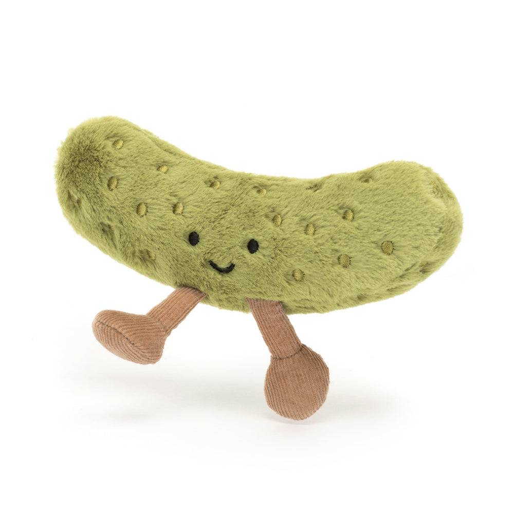 Jellycat pickle label and tag showing designer origin and care guidance