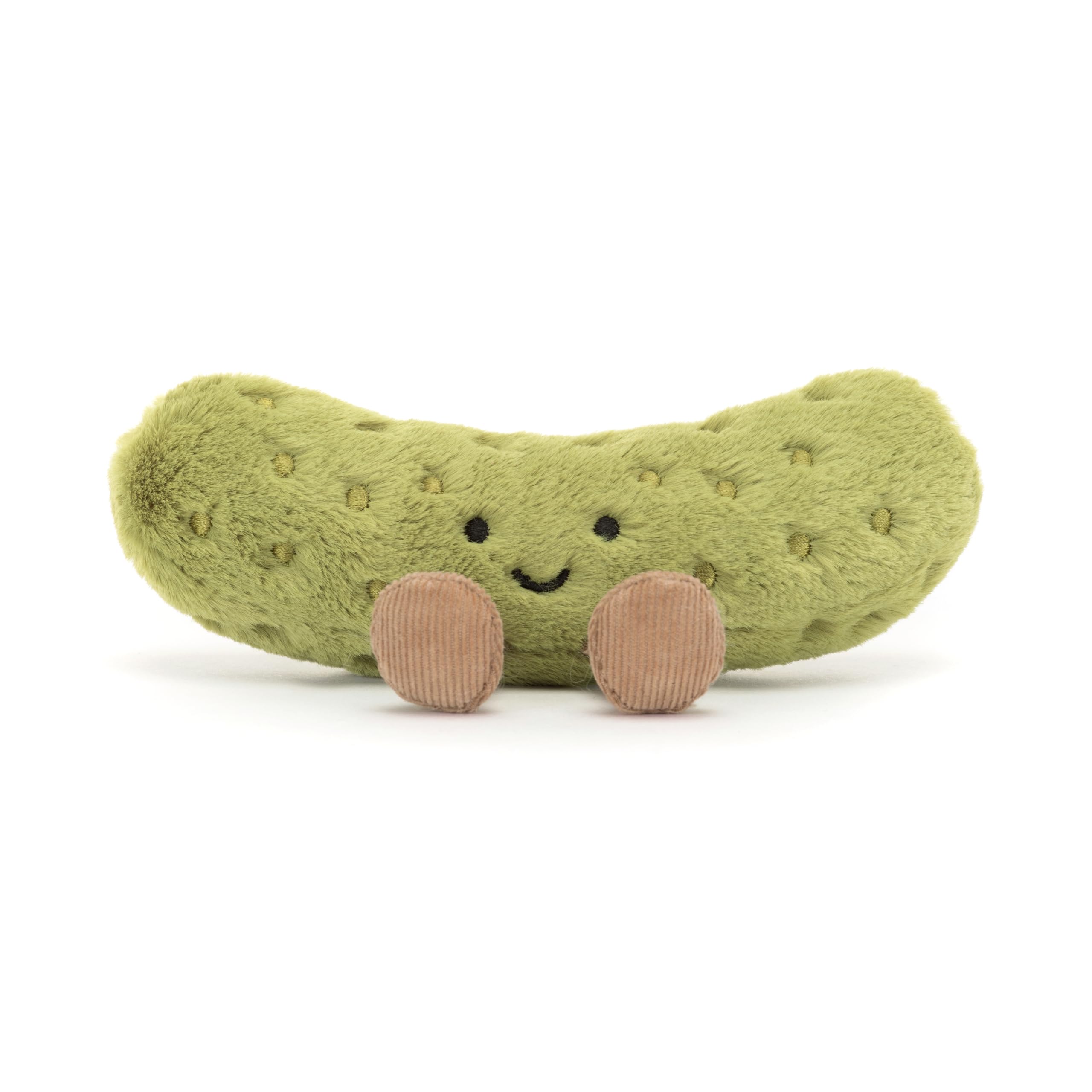 Jellycat pickle size comparison next to a hand showing portability benefit