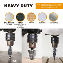 Jerax tools drilling stainless sheet demonstrating efficient cutting performance