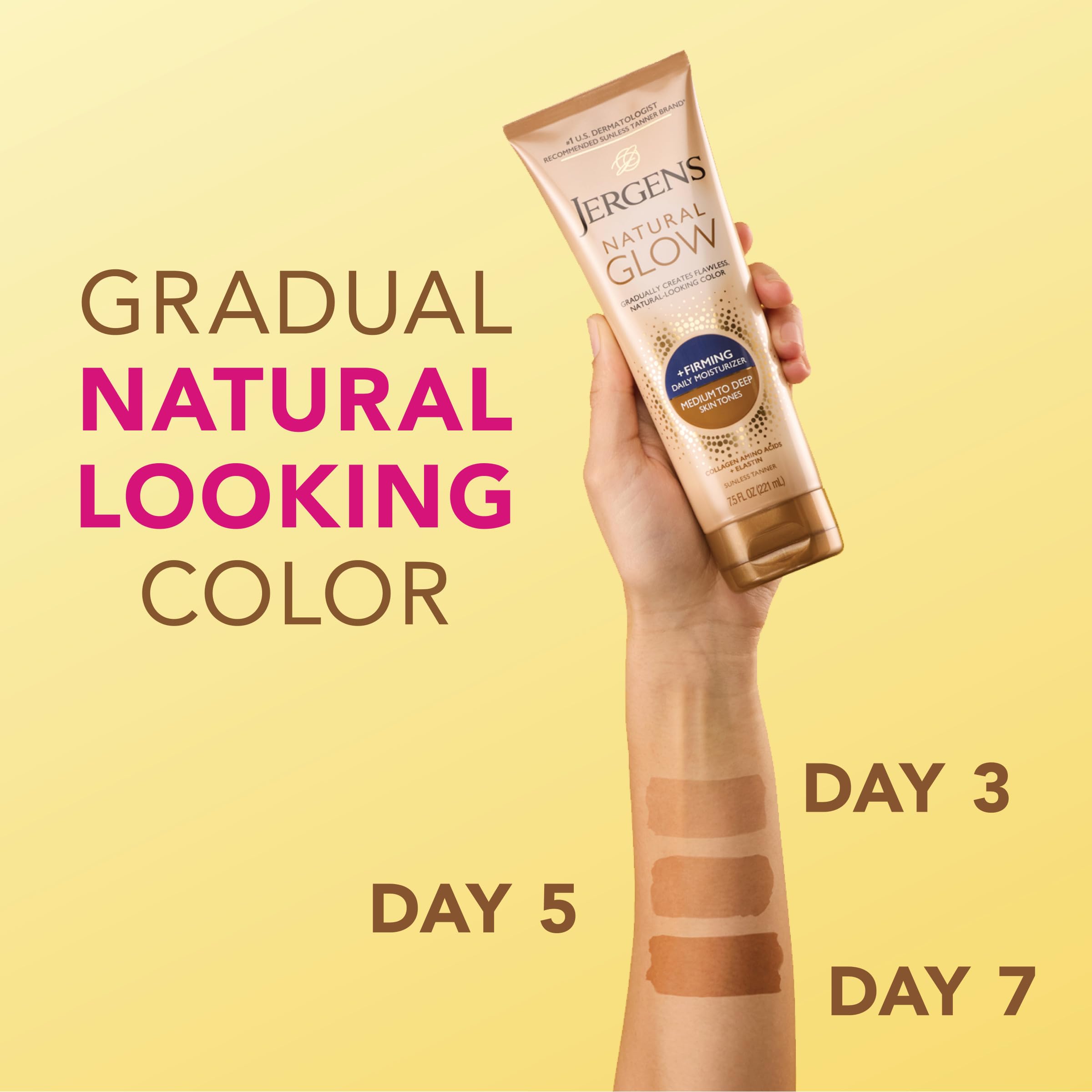 jergens applying lotion on forearm delivers gradual natural-looking tan