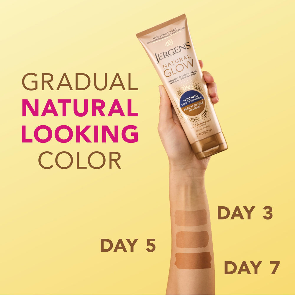 jergens applying lotion on forearm delivers gradual natural-looking tan
