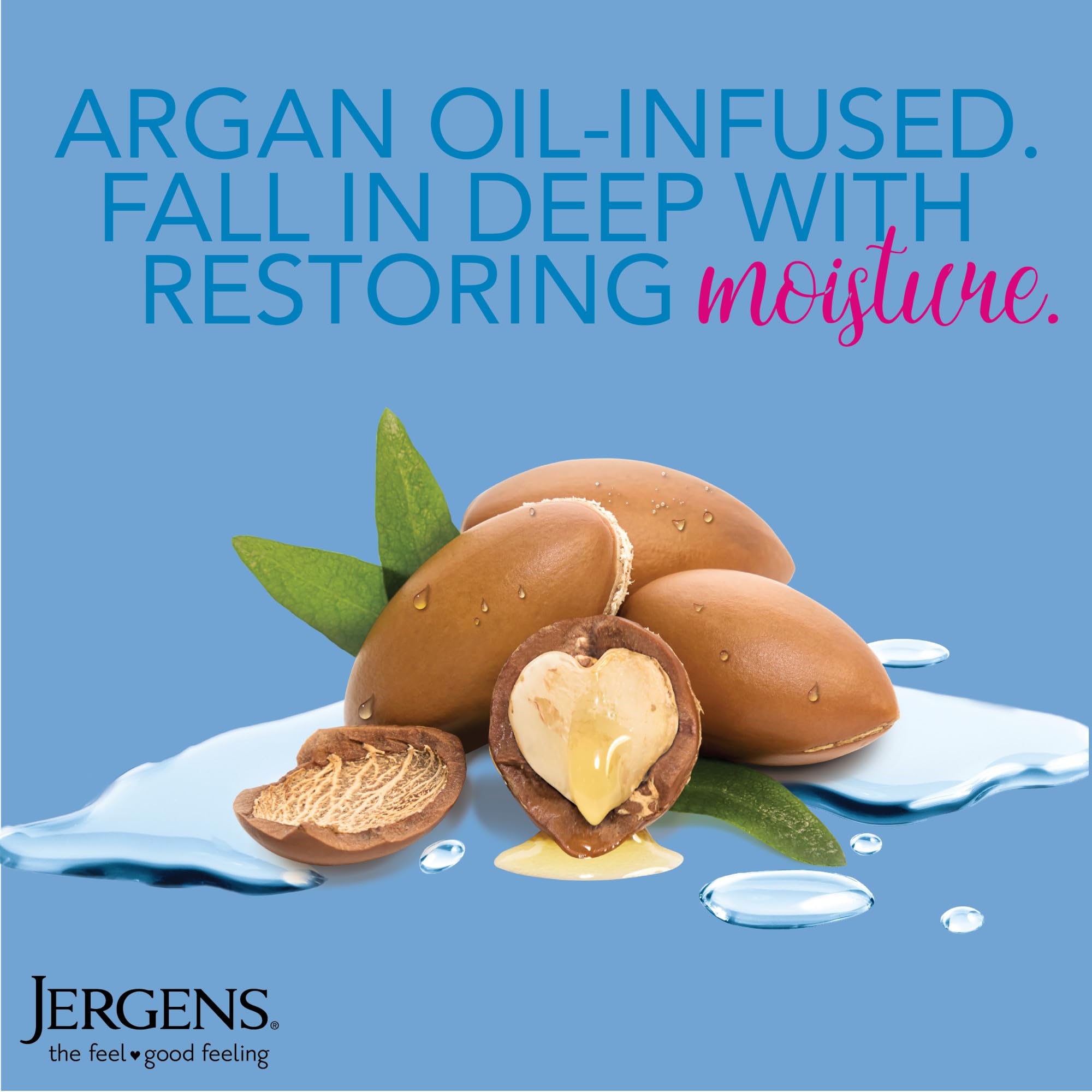 Restorative argan oil close-up highlighting Jergens nourishing ingredient
