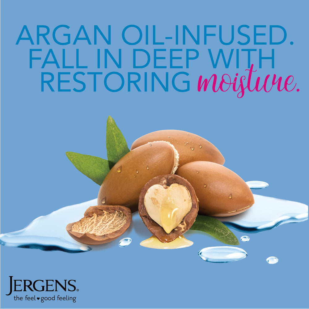 Restorative argan oil close-up highlighting Jergens nourishing ingredient